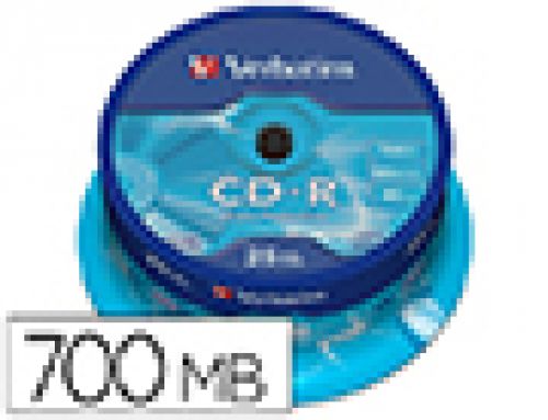 Cd-r verbatim capacidade 700mb velocidade 52x 80 min torre de 25 unidades , VERBATIM , 155618 , 0023942434320